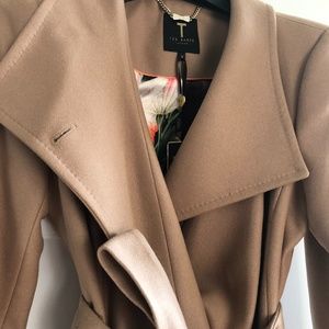TED BAKER Short Belted Wrap Coat / Taupe / TB size 3 (US 8) /NWT